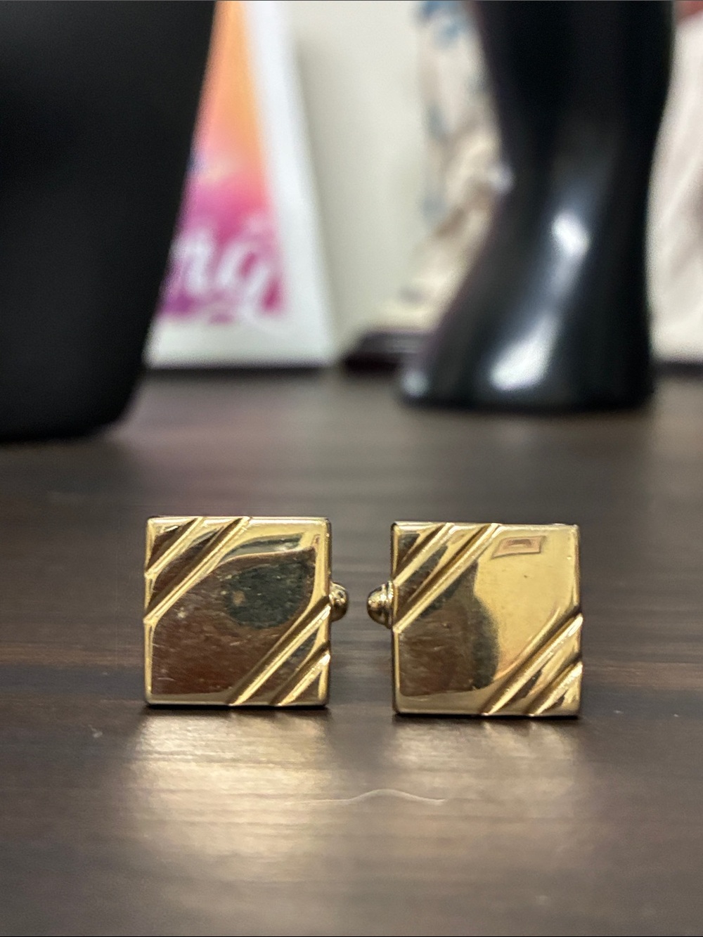 Mid-Century Modern Gold Square Men’s Cufflinks - Classic Polished Finish